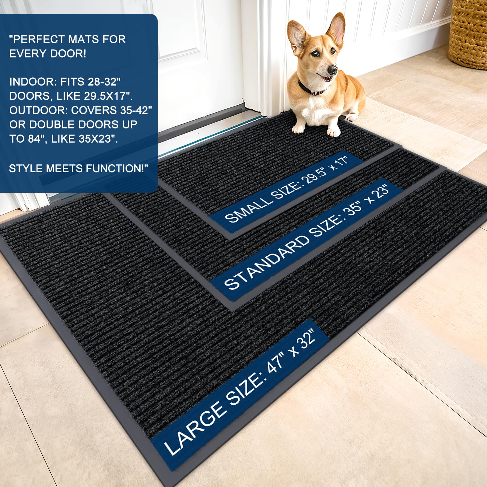 OLANLY Front Door Mat 47x17, Waterproof Heavy-Duty Indoor Outdoor Doormat
