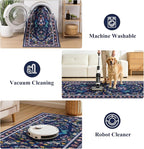 HEBE Washable Hallway Runner Rug 2'x 8' Non Slip Kitchen Rugs Runner,Low Pile Entryway Rug Laundry Room Mat Floral Carpet Runners for Hallways, Kitchen,Bathroom,Laundry,Bedside Rug