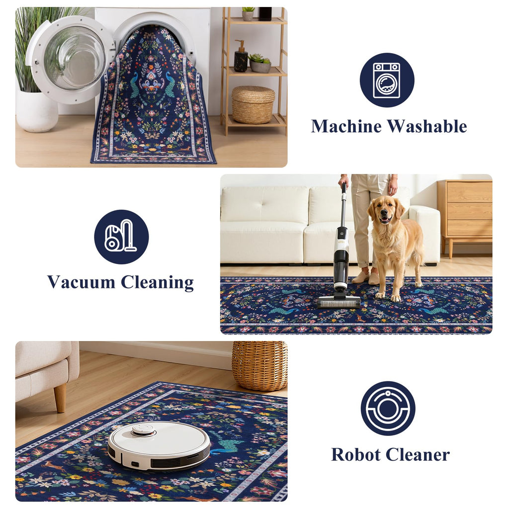 HEBE Hallway Runner Rug 2'x8', Washable Non Slip Kitchen Rug Runner