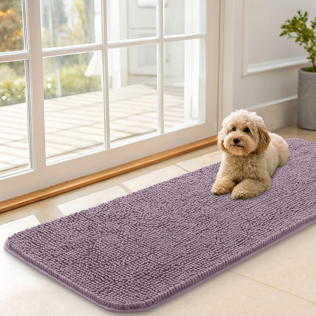 OLANLY Dog Door Mat for Muddy Paws 47x17, Super Absorbent Chenille Mud Mat