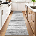 3x10 Washable Runner Rug for Family: Easy-to-Clean Runners for Hallway Entryway Bedroom - Stain and Water Resistant Rugs with Non-Slip Backing - Soft Low-Pile Carpet 10ft Grey