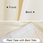 RYB HOME Cream Velvet Curtains 96 inches for Bedroom Living Room