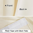 RYB HOME Cream Velvet Curtains 96 inches for Bedroom Living Room