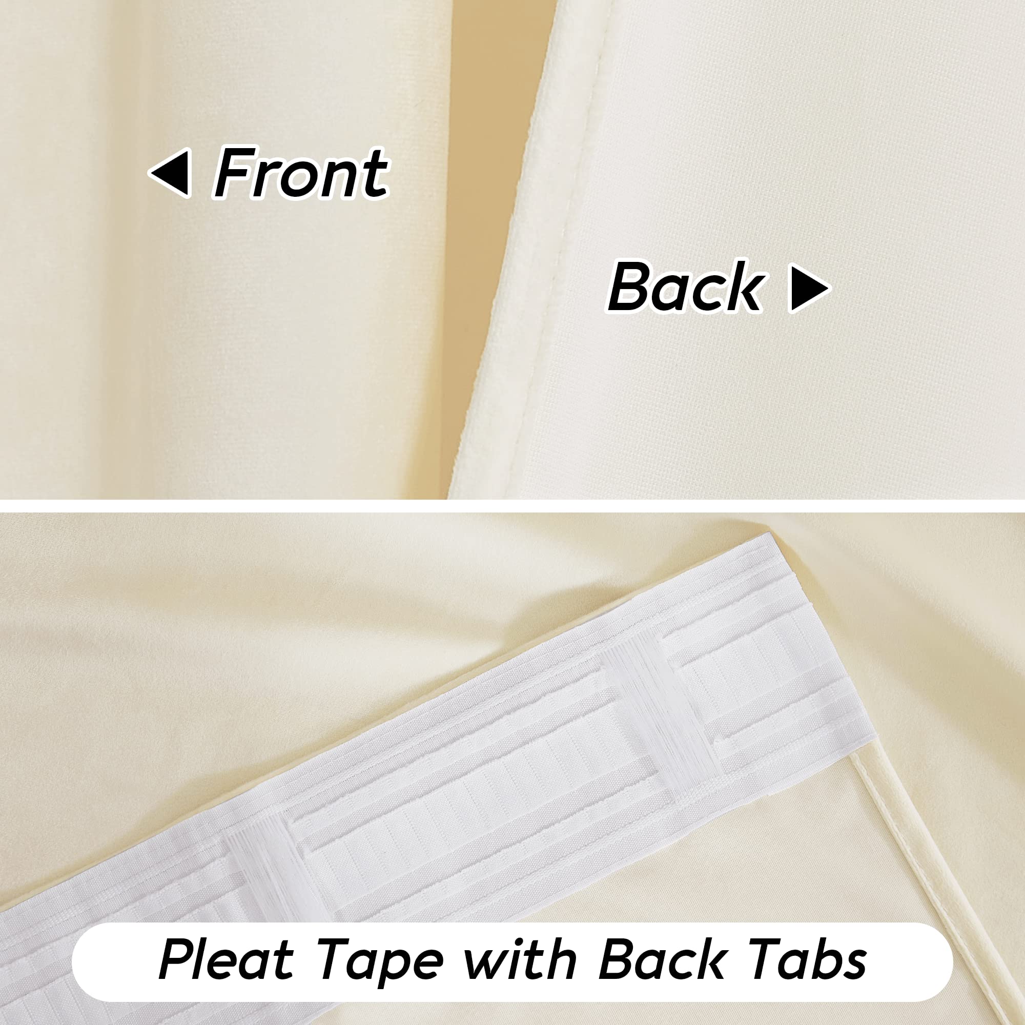 RYB HOME Cream Velvet Curtains 96 inches for Bedroom Living Room