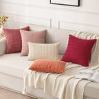 MIULEE Corduroy Decorative Throw Pillow Covers 18x18 Crimson Pack of 2