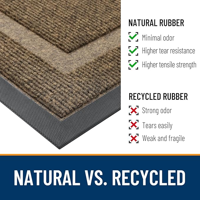 OLANLY Front Door Mat Outside 47x17, All-Season Heavy-Duty Rubber Doormat