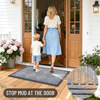 OLANLY Front Door Mat Outside Entrance 47x32, Absorbent, Heavy Duty Sturdy Natural Rubber Doormat Indoor Outdoor, Stain Fade Resistant, Non-Slip Low Profile Floor Mat Entryway, Charcoal Gray Diamond