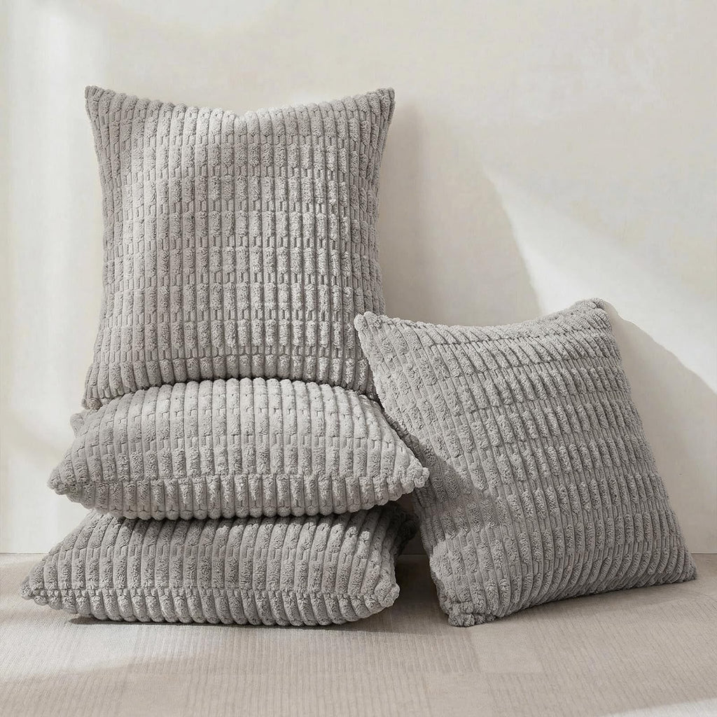 Fancy Homi 4 Packs Decorative Throw Pillow Covers for Living Room Couch Bed, Modern Farmhouse Boho Home Décor Accent Cushion Case, 24" x 24", Gray
