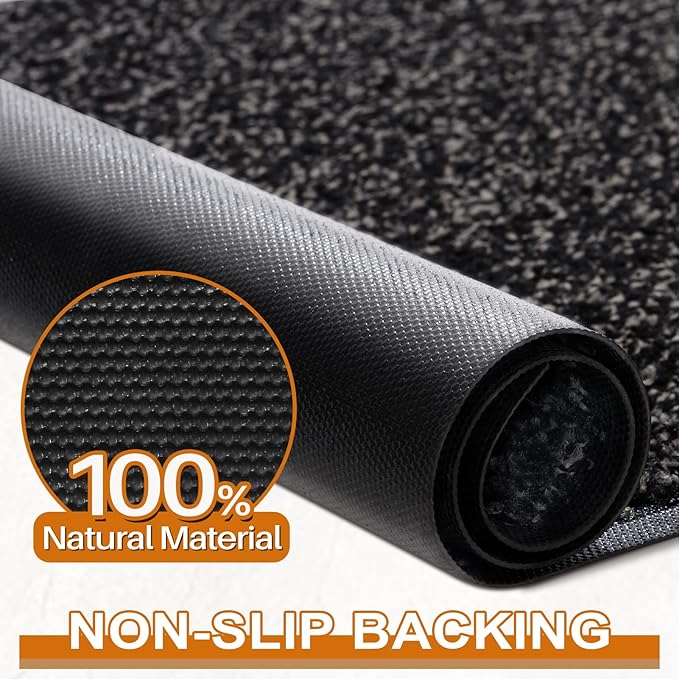 Mibao Super Absorbent Front Door Mat, 60" x 36", Non-Slip Washable Indoor Doormats, Low Profile Entryway Rug Outdoor, Dirt Resistant Welcome Mats for Front and Back Door Entrance, Anthracite Black