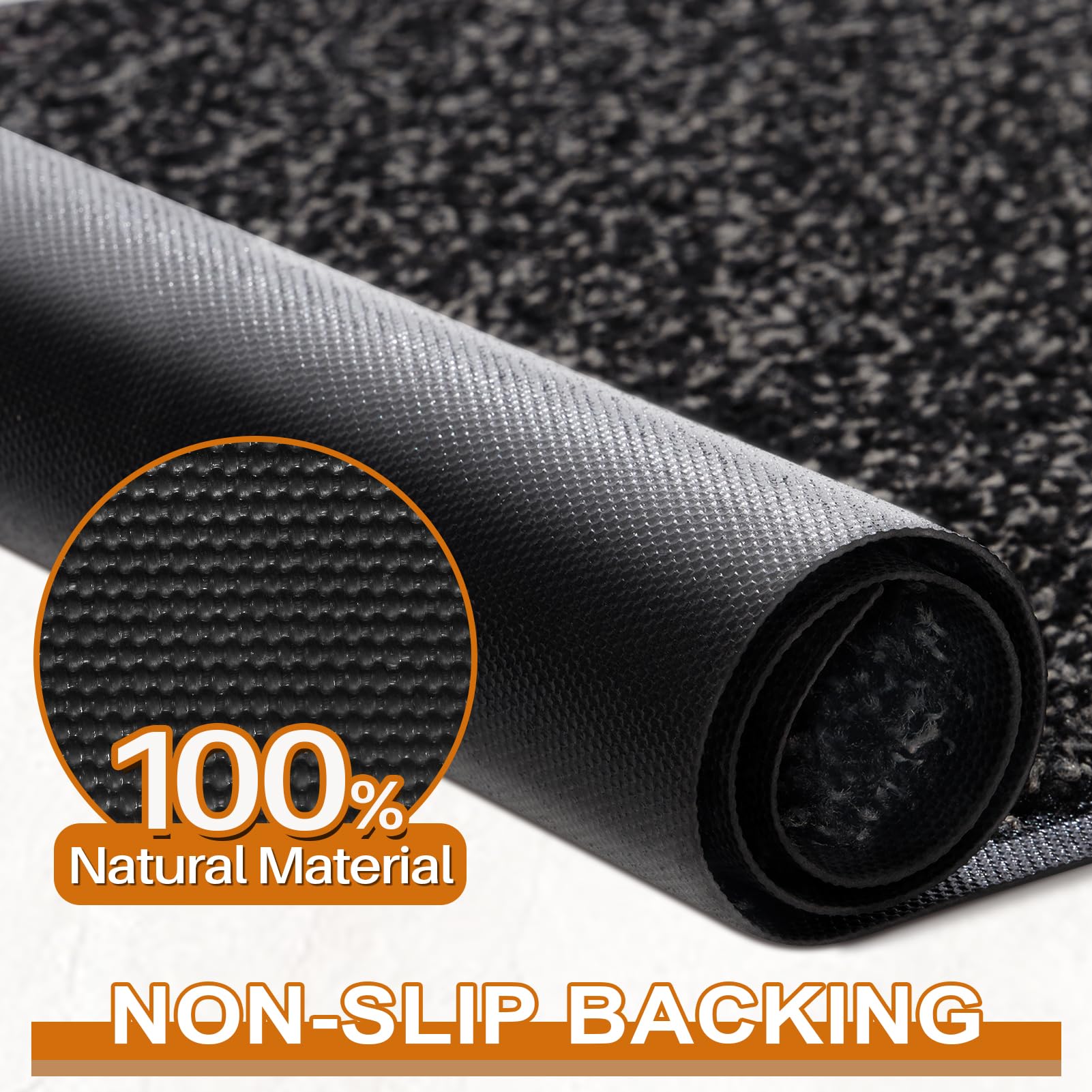 Mibao Super Absorbent Front Door Mat, 72" x 24", Non-Slip Washable Indoor Doormats, Low Profile Entryway Rug Outdoor, Dirt Resistant Welcome Mats for Front and Back Door Entrance, Anthracite Black