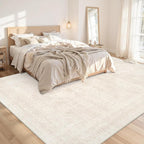Area Rugs 9x12 Living Room: Vintage Boho Neutral Washable Rug Indoor Soft Large Area Rug Carpet for Bedroom Nursery Farmhouse Dining Room Office Floor Non-Slip Low Pile Under Table Rug Beige