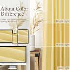 Nanspring Yellow Linen Curtains 80 Inches Long for Bedroom Back Tab Light Filtering Privacy Sheer Yellow Curtain Modern Farmhouse Coastal Decor Cotton Textured Gauze Drapes 2 Panel Set 52x80