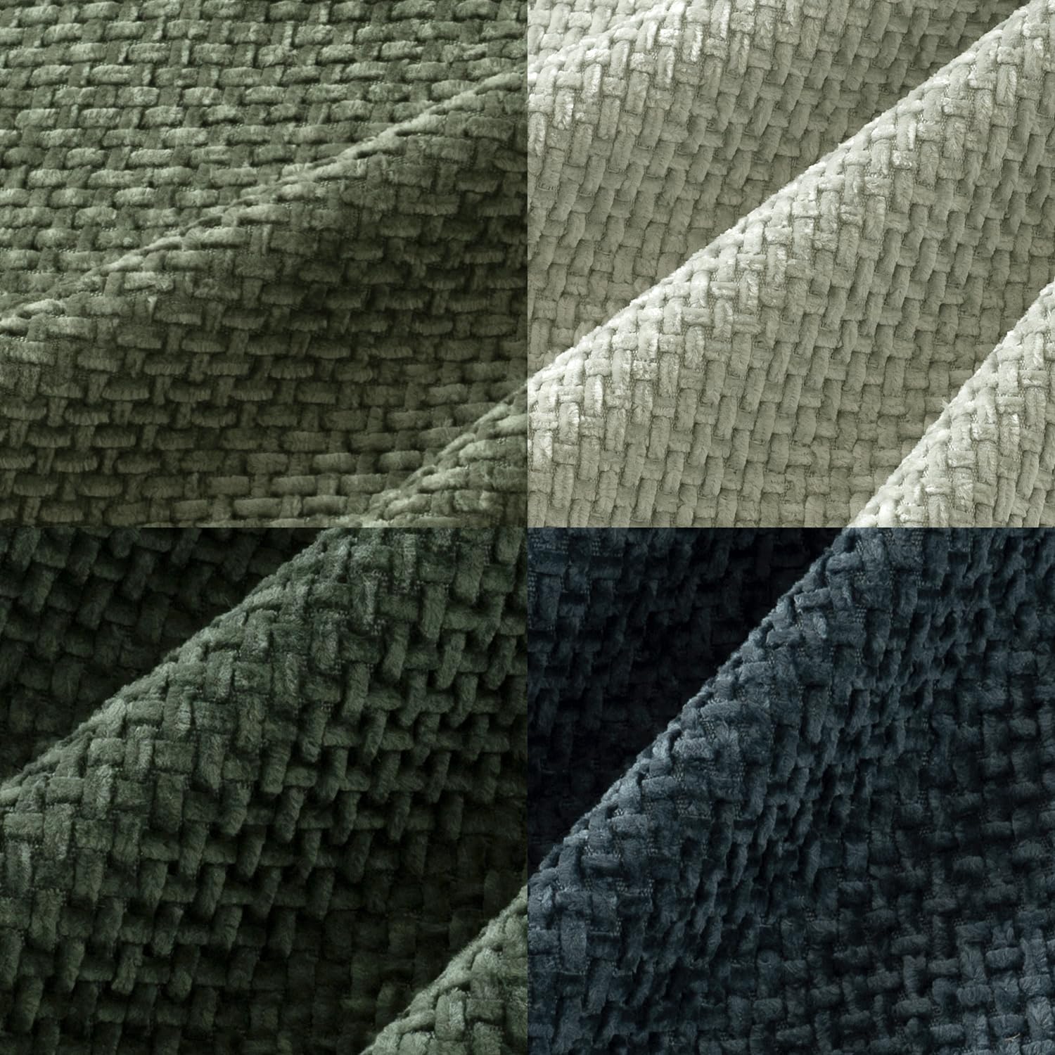 MIULEE Soft Decorative Chenille Pillow Covers Green Navy 20x20 Pack of 4