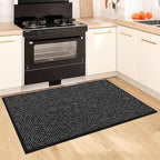 BEQHAUSE Kitchen Rugs 32"x48", Non-Slip Kitchen Mats for Floor, Super Absorbent and Stain Resistant Kitchen Rugs, Machine Washable Rugs for Kitchen, Hallway, Laundry & Sink, Black