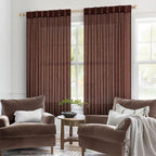 MIULEE Chocolate Brown Linen Curtains 54 Inch Length 2 Panels for Bedroom Living Room, Soft Thick Linen Textured Natural Short Window Drapes Semi Sheer Light Filtering Back Tab Rod Pocket