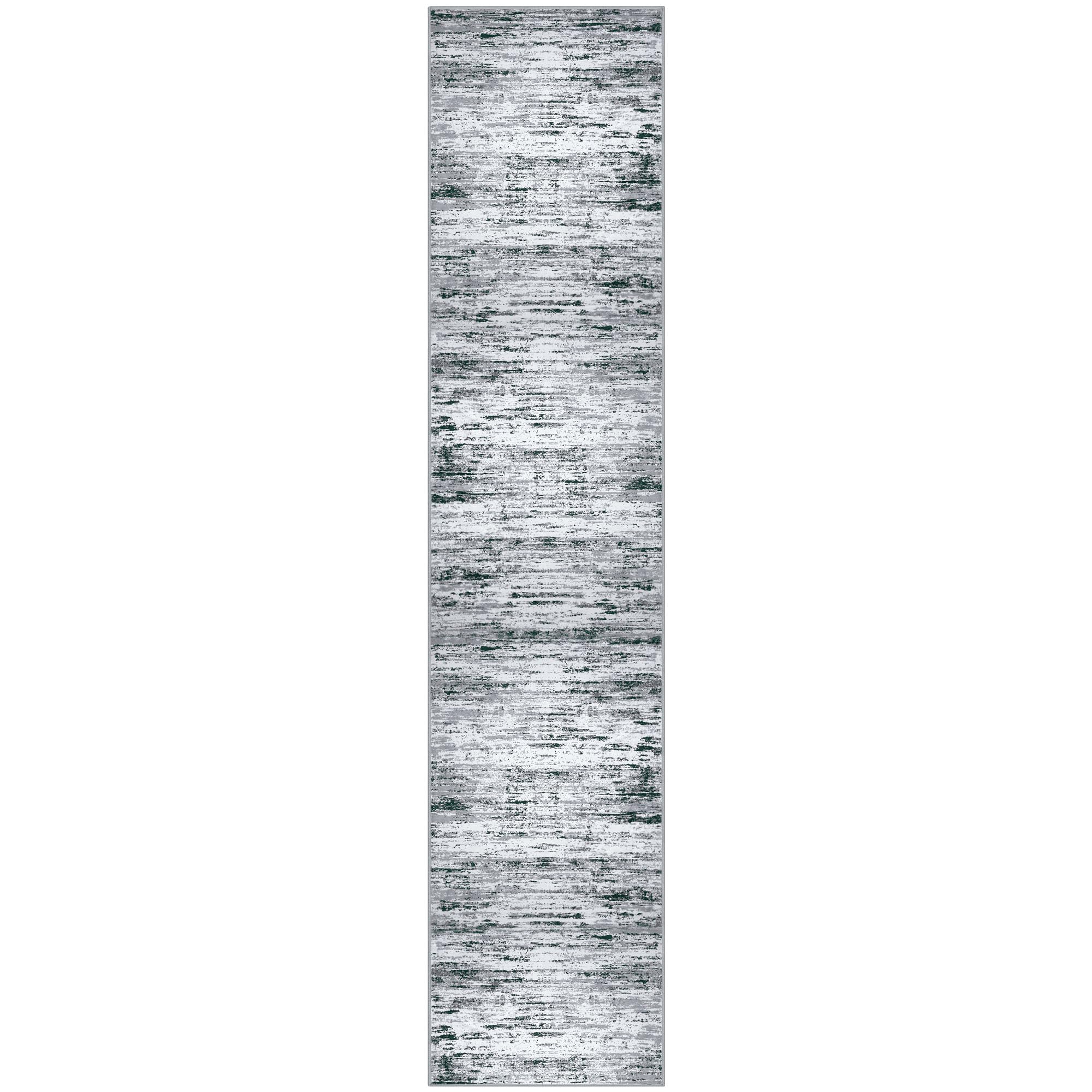 Lansny Modern Abstract Runner Rug 2.6x12, Black Grey White Washable Long Kitchen Runner Non-Slip Soft Hallway Rug Runner Thin Print Faux Wool Carpet for Entryway Bedroom Laundry Room Indoor Home Decor