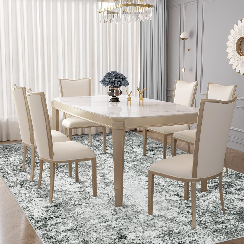 XLUEZ 6x9 Area Rugs for Living Room, Washable Modern Abstract Large Area Rug Neutral Soft Non Slip Kids Rug Stain Resistant Indoor Carpet for Bedroom Nursery Dining Room Playroom(Grey, 6'x9')
