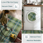 Front Door Mat Indoor Entrance - 2x4.3 Ft Buffalo Washable Layered Doormat Outdoor Entrance Porch Rug Non-Slip Green Teal Plaid Tartan Runner Rug for Kitchen Bedroom Laundry Room Porch Decor