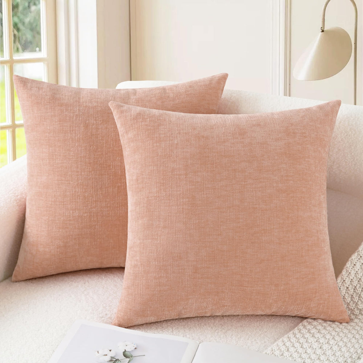 CaliTime Decorative Couch Throw Pillow Covers 20 X 20 Inches Light Taupe