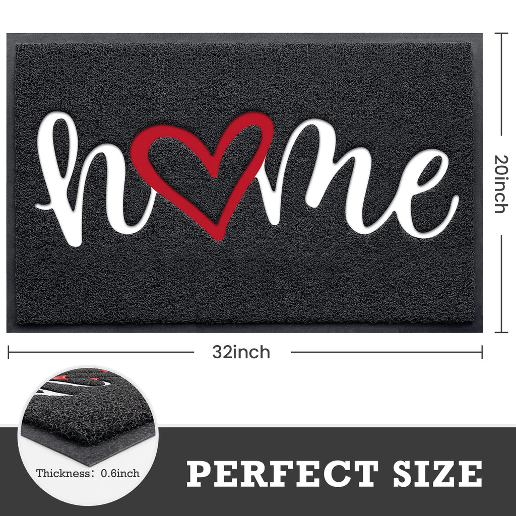 CozyBounty Black Door Mat Welcome Mats Home Non-Slip Doormat for Entryway Low-Profile Floor Mat for Yard, Garage, High Traffic Areas (32"x20", Black)