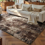 Ompaa Living Room Rug 5x7 Brown Area Rug Machine Washable Boho Coffee Rug Non Slip Abstract Vintage Indoor Large Rugs for Bedroom, Classroom, College Dorm, Farmhouse, Dining Room, Kids Playroom