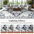 Rugflix 6x9 Area Rugs for Living Room, Washable Light Grey Large Rug