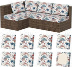 8Pcs Stretch Patio Cushion Covers, Outdoor Couch & Sofa Replacement Slipcovers for Patio Furniture Cushion Covers, Washable Reusable Furniture Protector