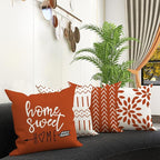 YCOLL Fall Pillow Covers 18x18 Set of 4, Modern Sofa Throw Pillow Cover for Fall Decor, Decorative Outdoor Linen Fabric Pillow Case for Couch Bed Car, Burnt Orange
