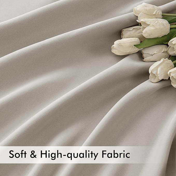 MIULEE Natural Back Tab Blackout Curtains 102 Inch Long 2 Panels Set for Bedroom, Rod Pocket/Pinch Pleated Thermal Insulated Living Room Darkening Light Blocking Floor to Ceiling Drapes