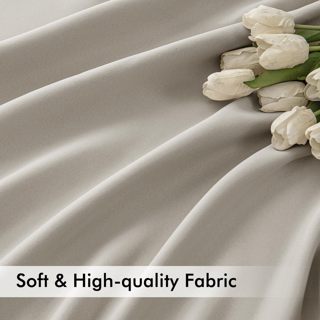 MIULEE Natural Back Tab Blackout Curtains 52x108 Inch Long 2 Panels Set