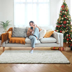 ONASAR Cream White Runner Rugs for Bedroom Living Room, Ivory Fluffy 2x6 Bedside Hallway Area Rug, Ultra Soft Plush Furry Faux Fur Non Slip Floor Carpet for Nursery Kids Dorm Closet Home Decor