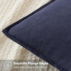 MIULEE Decorative Linen Euro Sham Pillow Covers 22x22 Inch Navy Boho Farmhouse Neutral Couch Throw Pillows for Bed Pack of 2 Accent Modern Pillowcase Summer Sofa Livingroom Home Decor