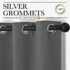 NICETOWN Grey Blackout Curtain Panels for Bedroom, 2 Panels, W29 x L40 inches, Grey, Thermal Insulated Grommet Top Blackout Kitchen Draperies and Drapes