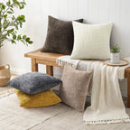 decorUhome Textured Chenille Throw Pillow Covers 22x22 Set of 2 Dark Grey