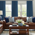 Navy Blue Curtains 108 Inches Long 2 Panel Faux Linen Nautical Modern Farmhouse Blackout Curtain for Bedroom Dining Living Room Divider Drapes Sun Heat Light Blocking Ceiling to Floor Length Dark Blue