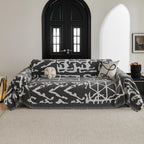 MYSKY HOME Boho Couch Cover Sofa Covers, Couch Covers for 2 Cushion Couch Sofa, Chenille L Shape Sectional Couch Cover - Pet-Friendly, Machine Washable, Sofa Protector for Kid, 71"x118", Grey Geometry