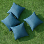 MIULEE Pack of 4 Decorative Outdoor Throw Pillow Covers Linen Waterproof Pillow Covers Farmhouse Cushion Cases for Patio Garden Tent Balcony Couch Sofa 18x18 inch Navy Blue