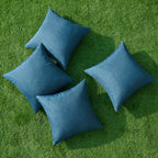 MIULEE Pack of 4 Decorative Outdoor Throw Pillow Covers Linen Waterproof Pillow Covers Summer Farmhouse Cushion Cases for Patio Garden Tent Balcony Couch Sofa 18x18 Inch Navy Blue