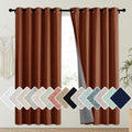 NICETOWN 100% Absolutely Blackout Linen Curtains with Thermal Insulated Liner, 62" Wide, 2 Panels, 63" Long Drapes, Grommet Retro Burnt Orange Linen Curtains Vertical Drapes Privacy for Kitchen