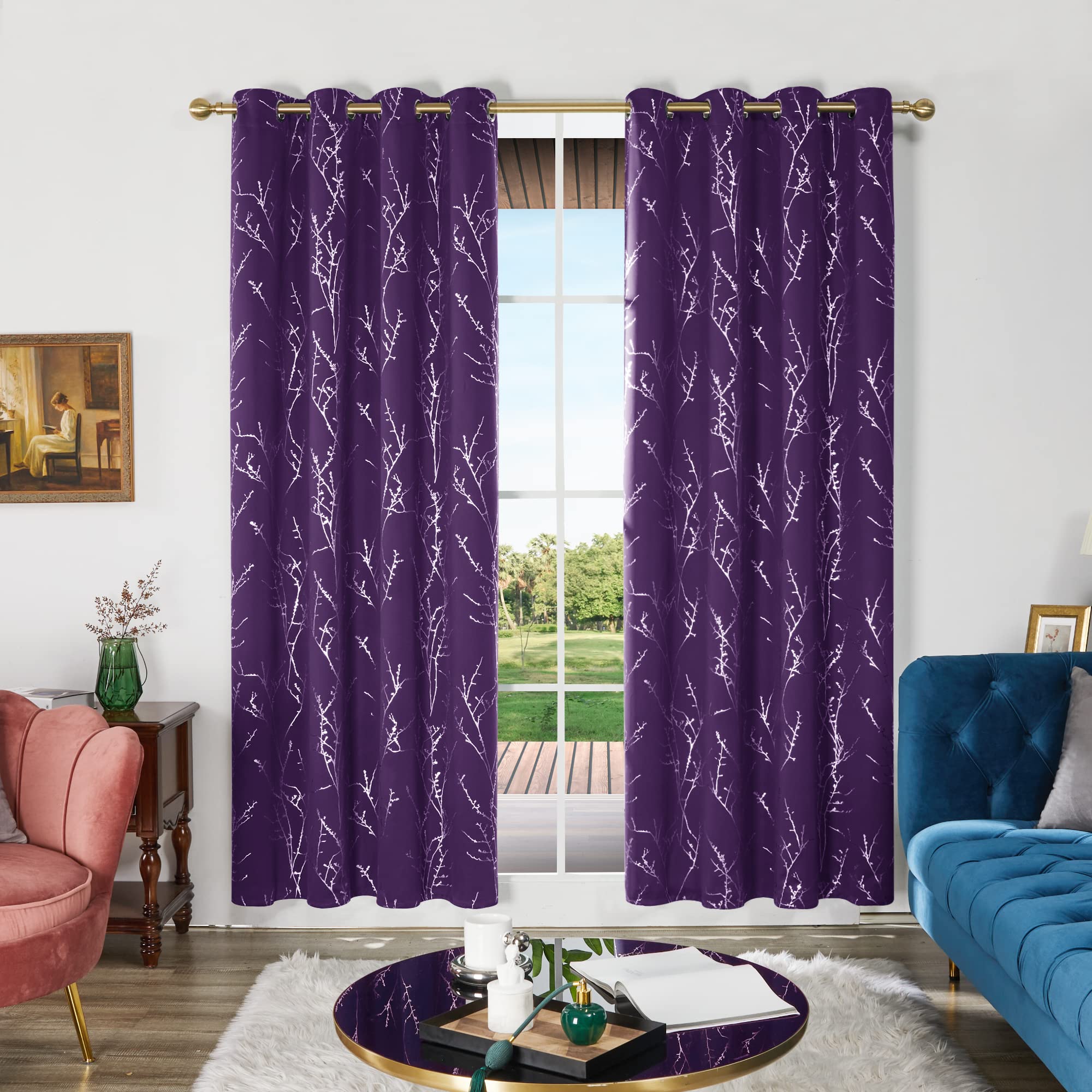 Deconovo Living Room Curtains 95 Inches Long, Blackout Curtains for Bedroom