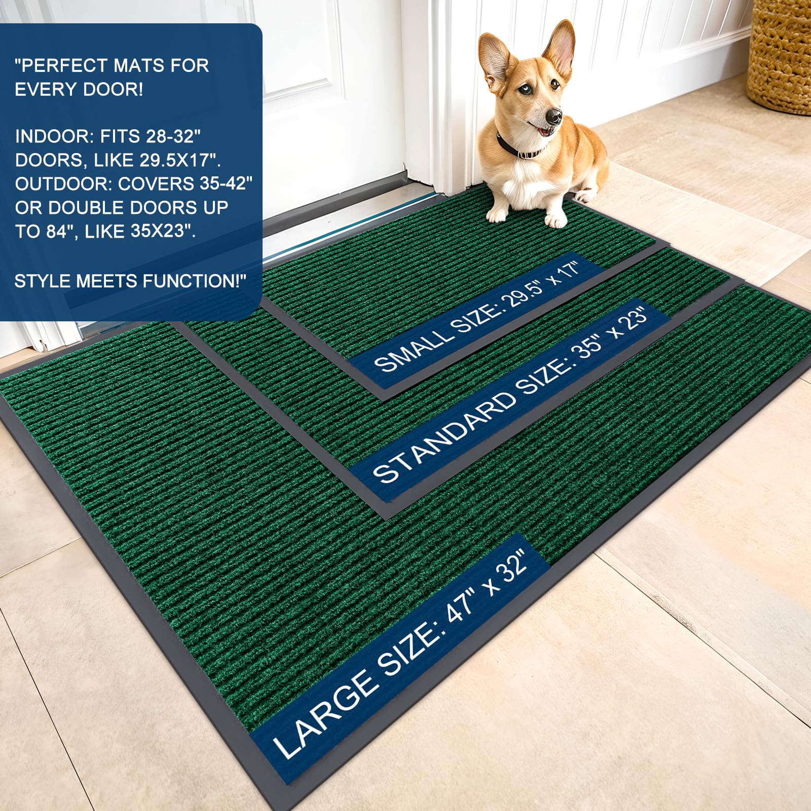 OLANLY Front Door Mat 47x30, Waterproof Heavy-Duty Indoor Outdoor Doormat