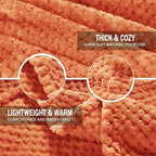 Exclusivo Mezcla Fleece Throw Blanket Extra Large, Super Soft and Warm Blankets for Couch, Sofa and Bed Waffle Textured, Cozy, Fuzzy and Lightweight (Burnt Orange, 50x70 Inches)
