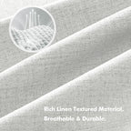 MIULEE 100% Blackout Linen Curtains for Bedroom, Heathered White Solid Luxury Decor Thermal Insulation Room Darkening Drapes for Living Room Nursery Back Tab Rod Pocket 42 x 84 Inches, 2 Panels