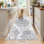 HEBE Washable Area Rug - 3'x6' Non Slip Soft Distressed Medallion Bedroom & Living Room Accent Throw Vintage Entry Floor Carpet for Dining Room & Bathroom Entryway