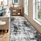 4x8 Wide Washable Runner Rug: Easy-to-Clean Runners for Hallway Entryway Kitchen Bedroom Living Room - Stain and Water Resistant Rugs with Non-Slip Backing - Soft Low-Pile Carpet Black Grey
