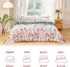 MSGKV Boho Throw Blanket for Bed 60"x80" Floral 100% Cotton Couch Blanket Spring Breathable Lightweight Farmhouse Flower Twin Size Blankets for Sofa Home Decor Muslin All Seasons