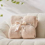 Snuggle Sac Heather Throw Blanket for Couch, Reversible Super Soft Blankets Warm Cozy Knit Fuzzy Plush Lightweight for Sofa, Bed, Camping, Picnic (Heather Beige, Throw-XL(50"x 70"))