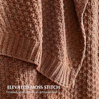 EVERGRACEHOME Chunky Chenille Knit Throw Blanket for Couch, Soft Luxurious Moss Stitch Blankets for Bed, Cozy Decorative Farmhouse Knitted Throws for Sofa, Terracotta Clay, 60" x 80"