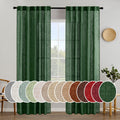 MIULEE Emerald Green Linen Curtains 52x84 Inch Long for Bedroom Living Room