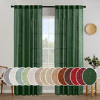 MIULEE Emerald Green Linen Curtains 52x84 Inch Long for Bedroom Living Room